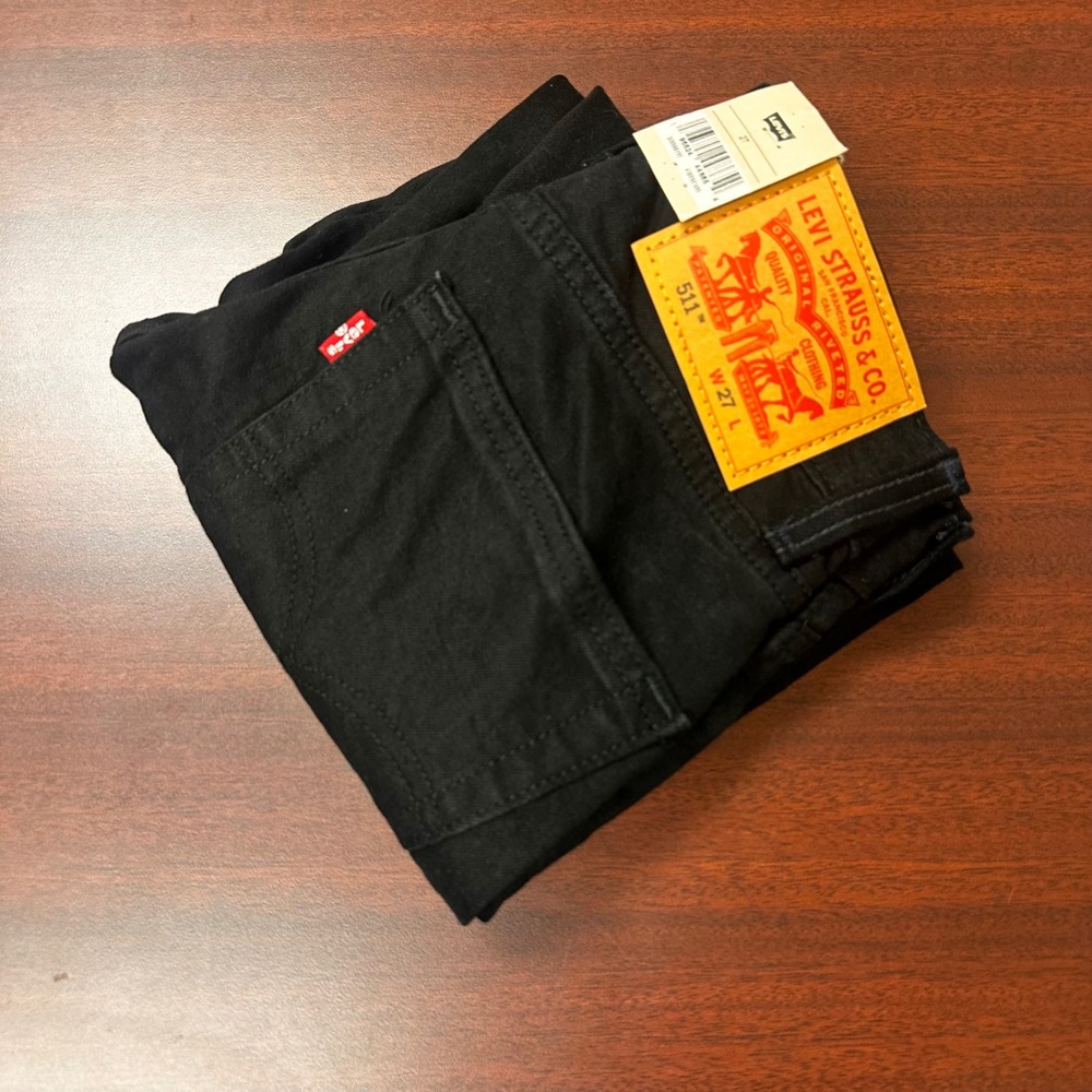 Levis 511 Black Denim‎ Shorts Mens Size 27 Cut Off Frayed Hem Casual NWT